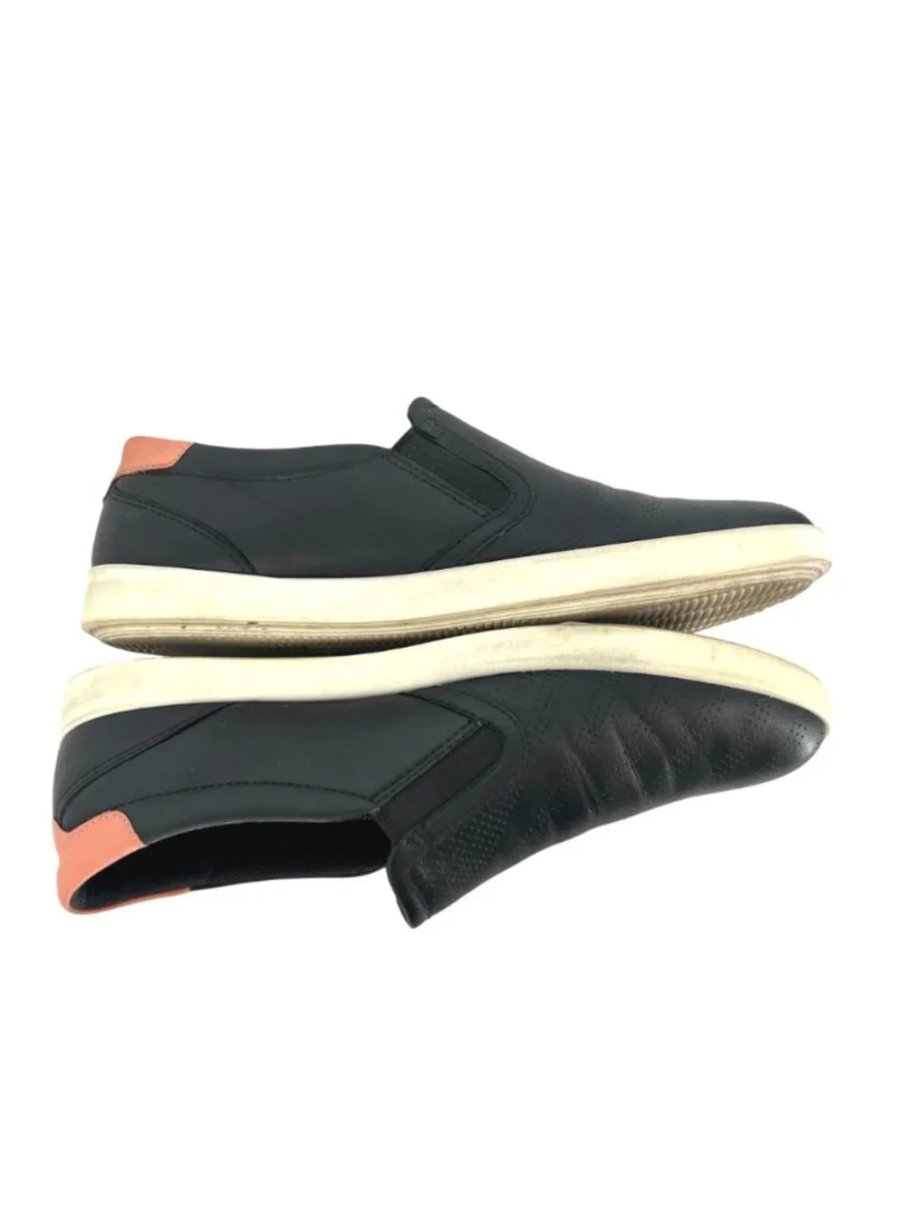ECCO Leisure Black Leather Perforated Slip On Sneakers Heel Size 9-9.5 US